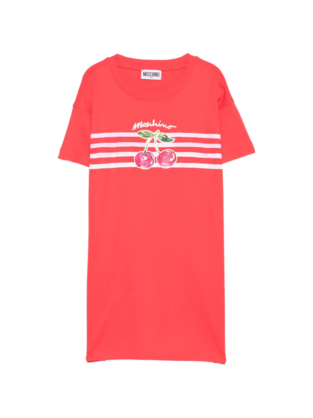 Moschino Kids cherry-print striped dress - Rot