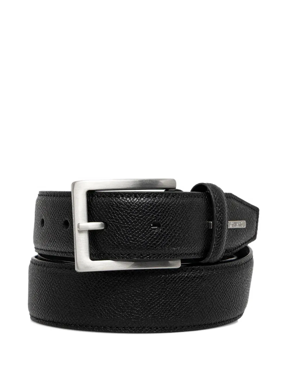 Armani Exchange logo-plaque grained belt - Nero