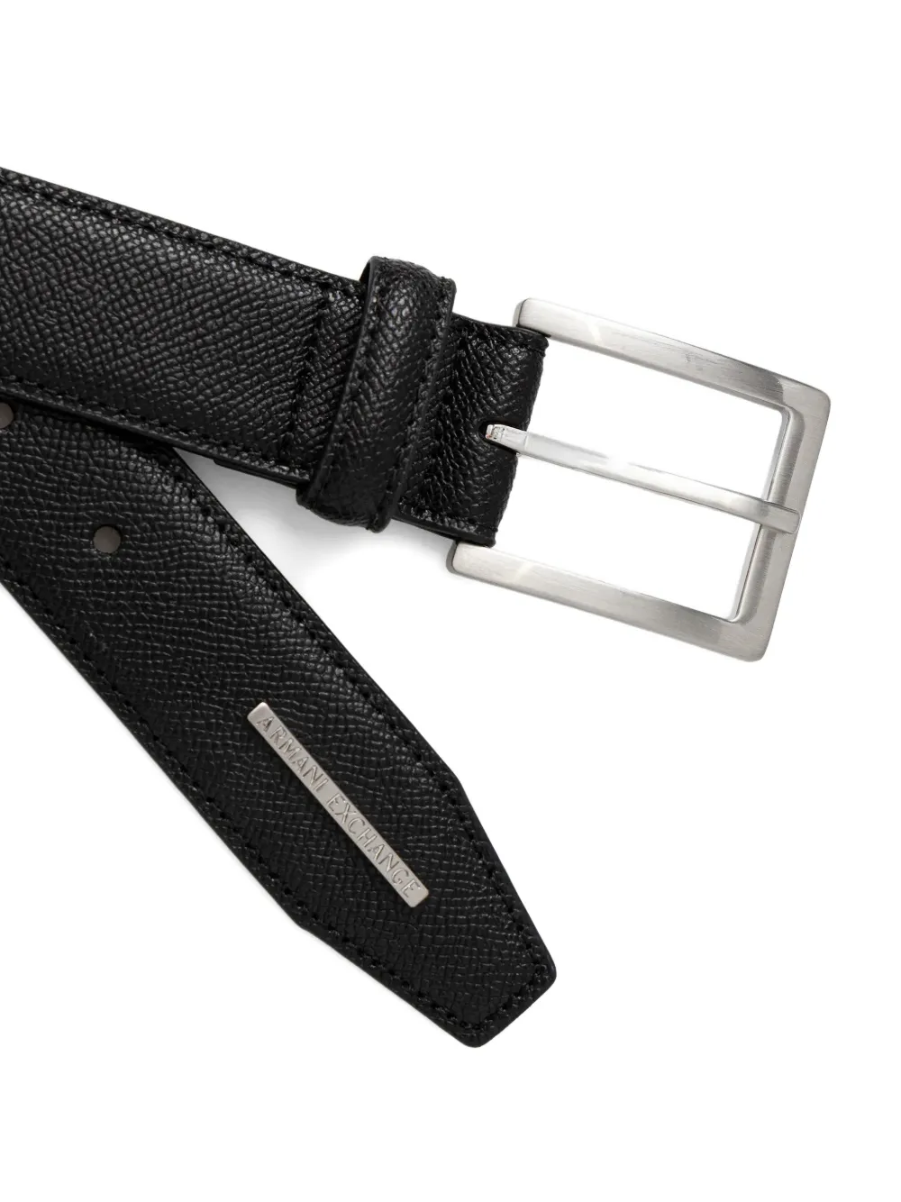 Armani Exchange Bewerkte riem met logoplakkaat Zwart