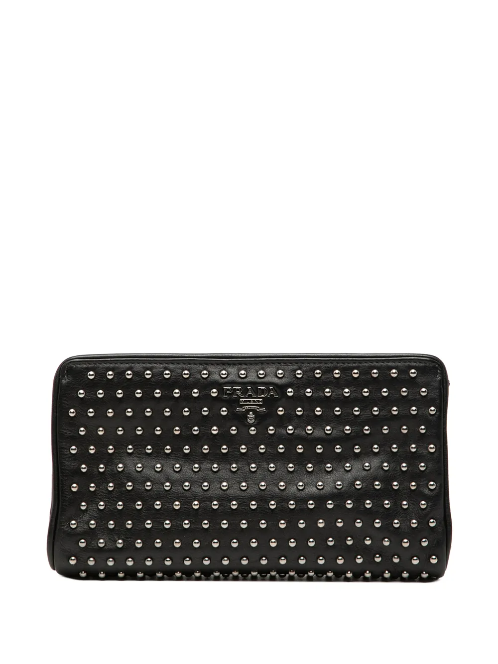 Prada Pre-Owned 2000-2025 Studded Leather Clasp clutch bag - Black