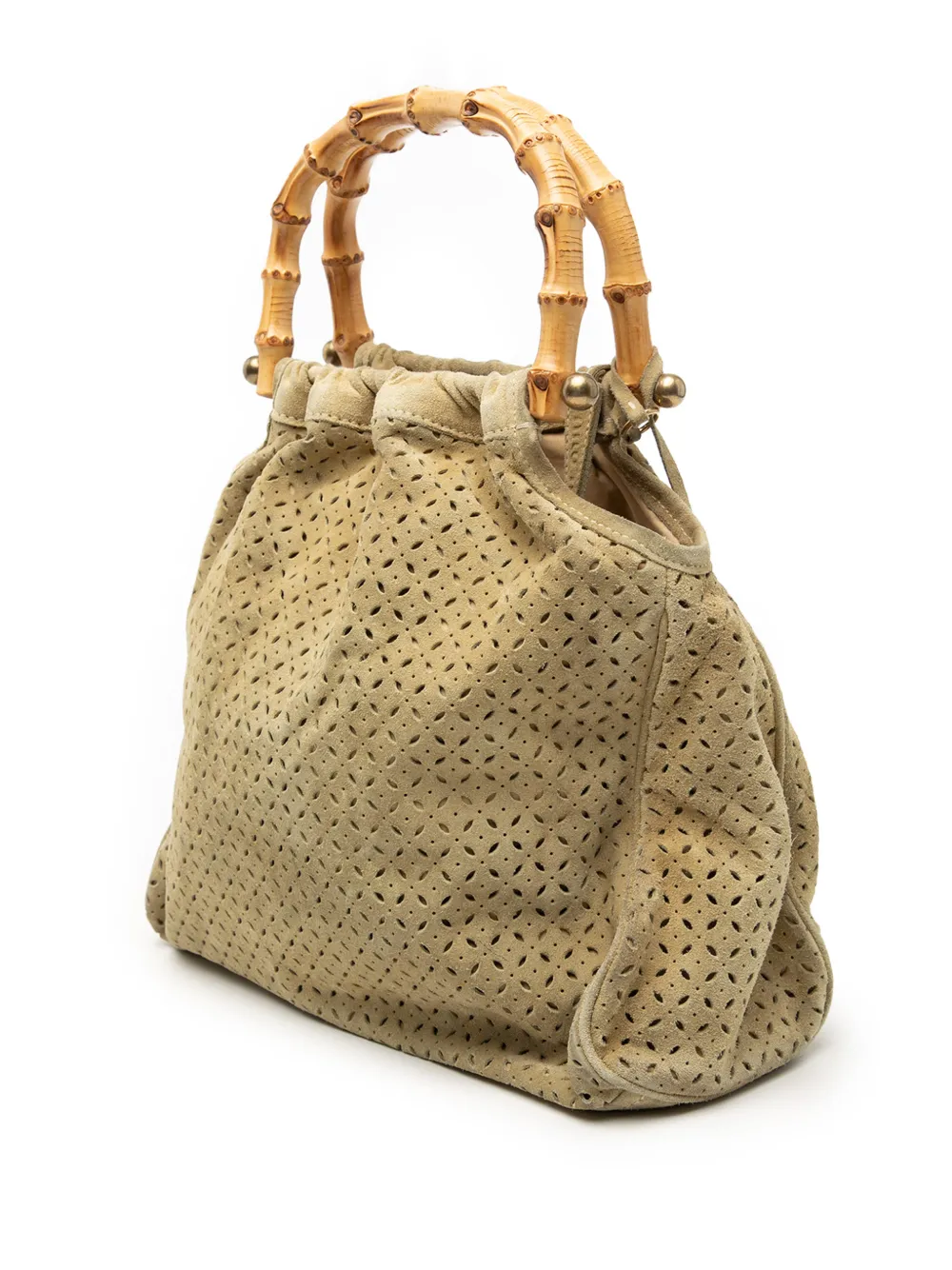 1993-2000 Laser Cut Suede Bamboo Top Handle Bag Handbag