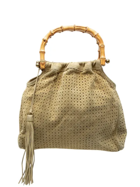 Miu Miu Pre-Owned 1993-2000 Laser Cut Suede Bamboo Top Handle Bag handbag