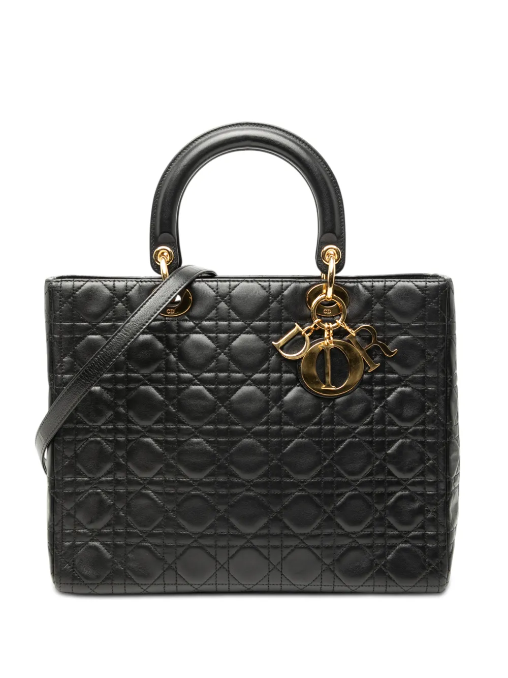 Christian Dior Pre-Owned 1997 Large Lambskin Cannage Lady Dior satchel - Nero