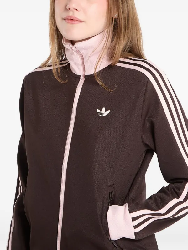 Adidas ストライプディテール トラックジャケット | ブラウン