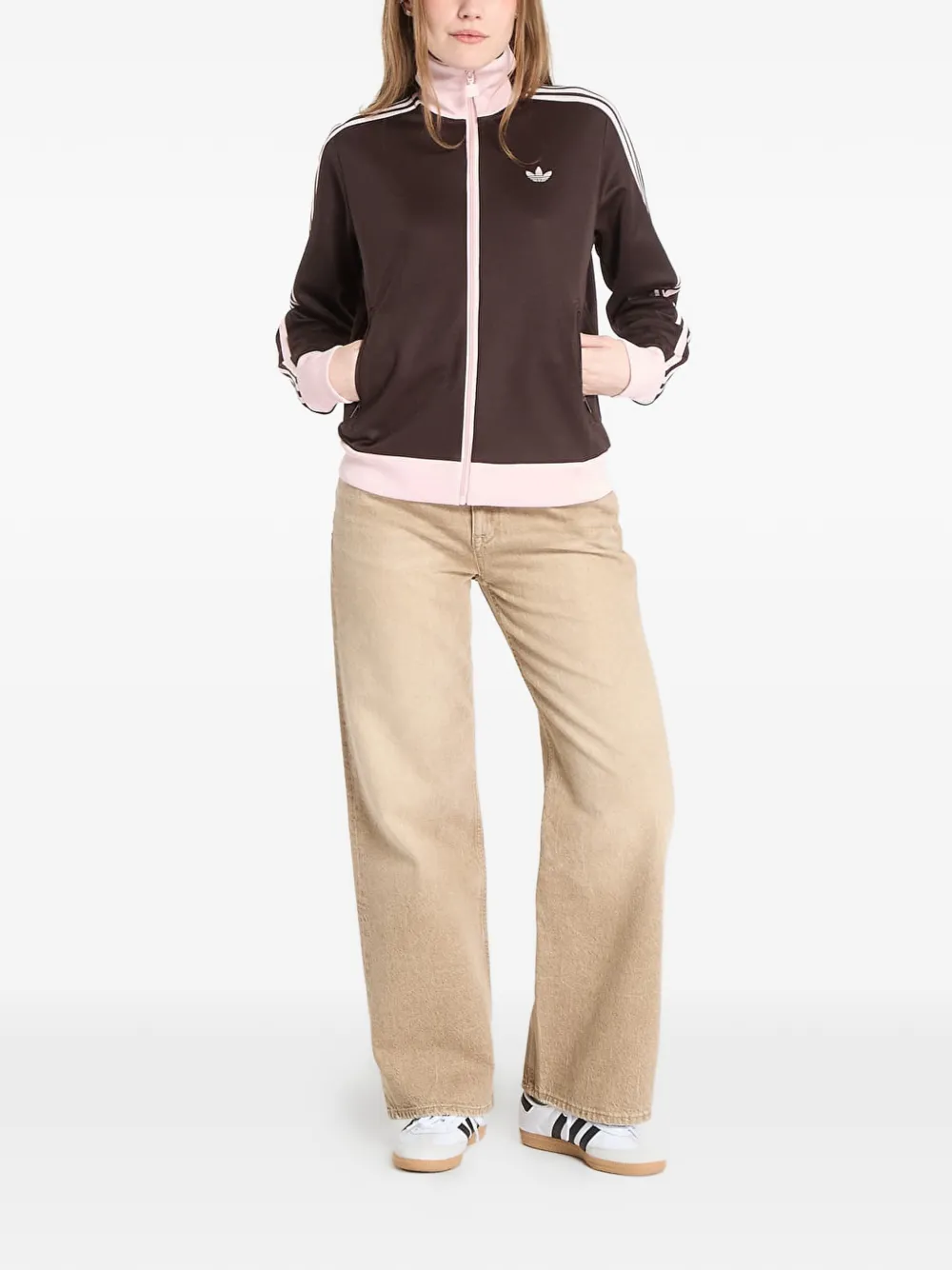 adidas Trainingsjack met gestreept detail Bruin
