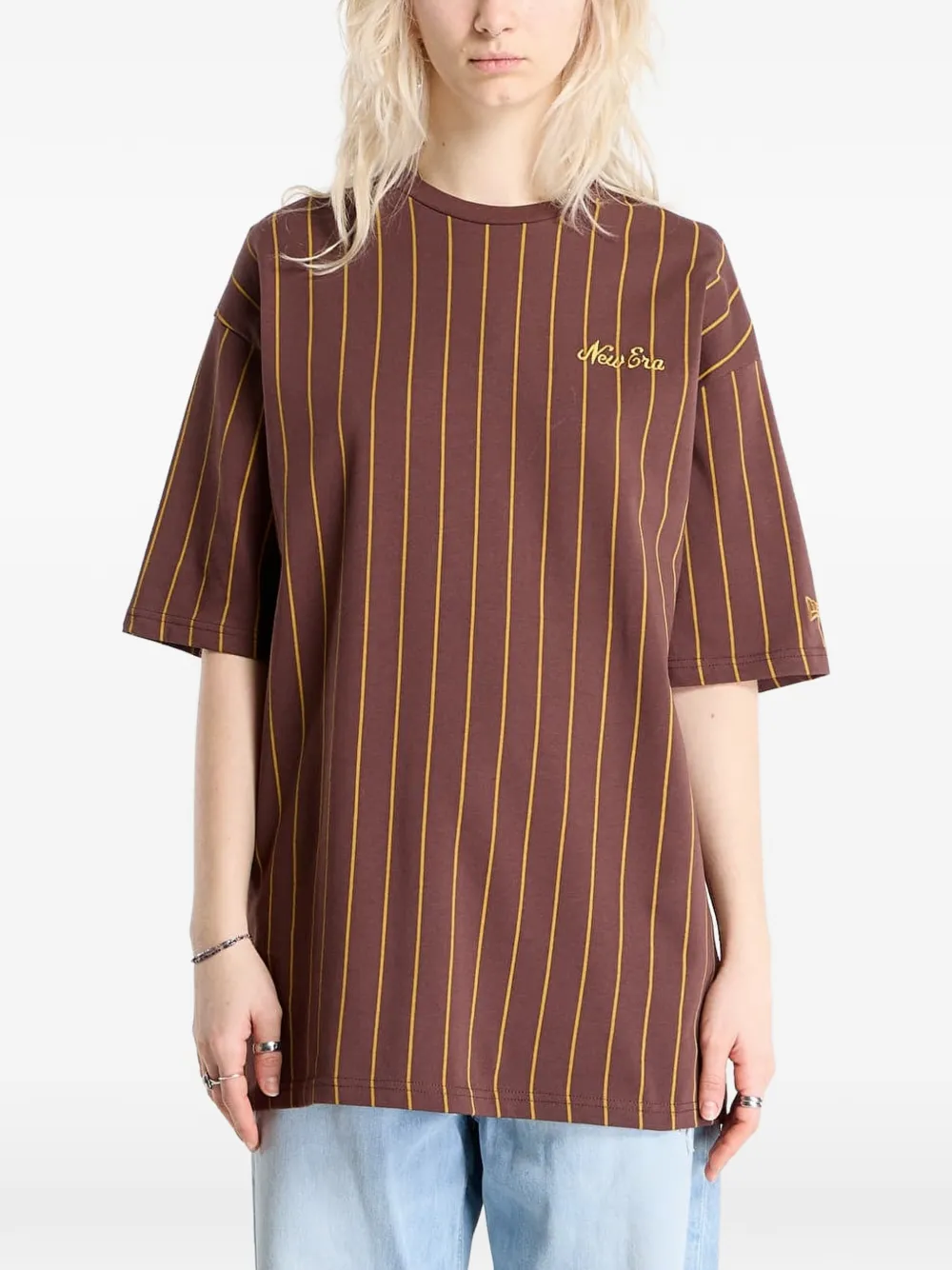 New Era Logo-embroidered T-shirt In Brown