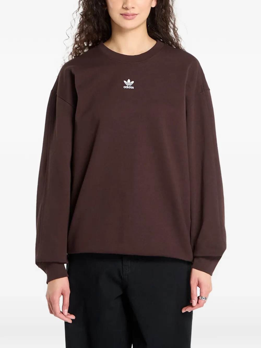 adidas logo-detail sweatshirt - Marrone