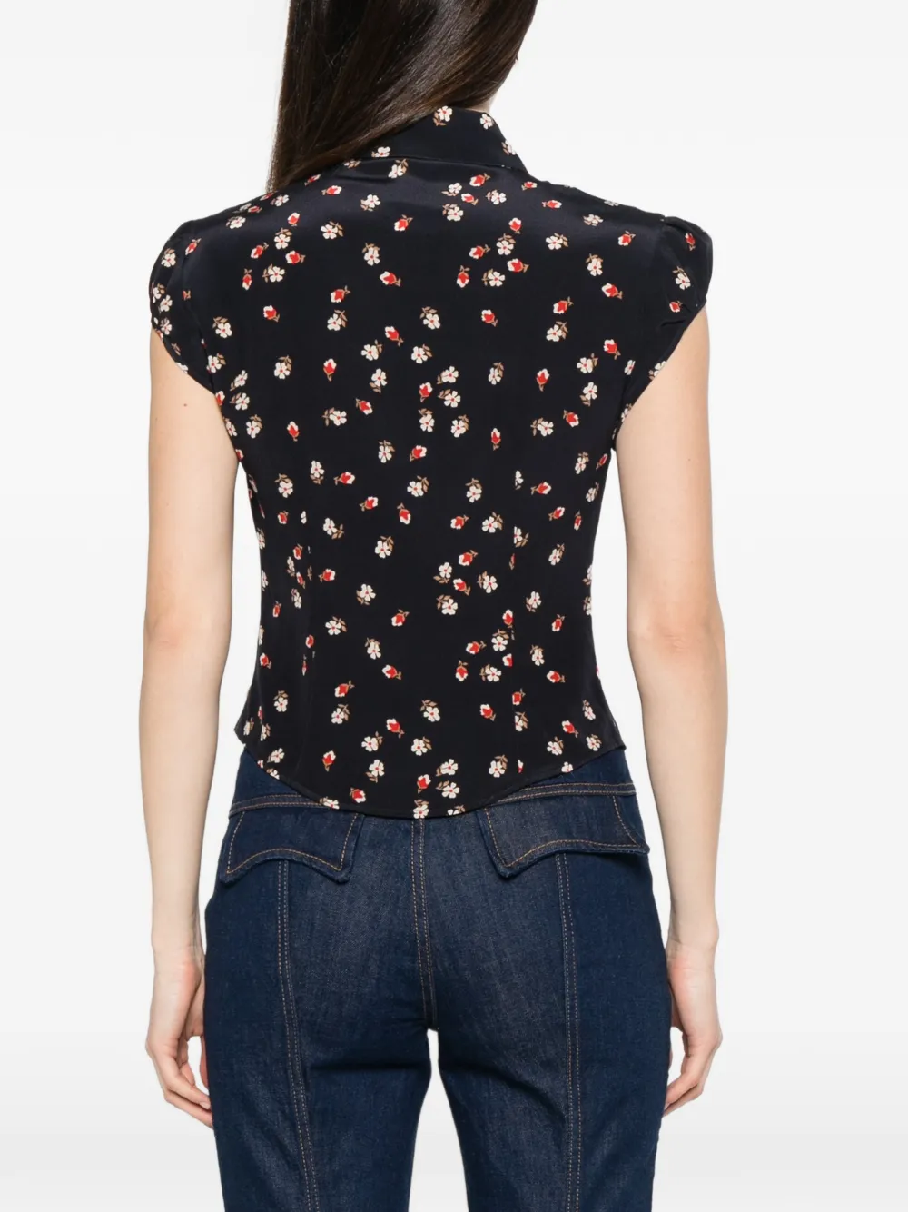 Max Mara Canale top met bloemenprint en ruches Blauw