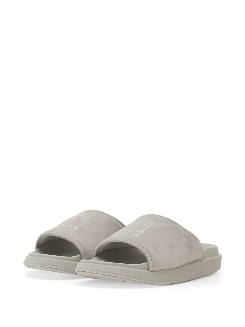 Y-3 Suède slippers met logodetail Grijs