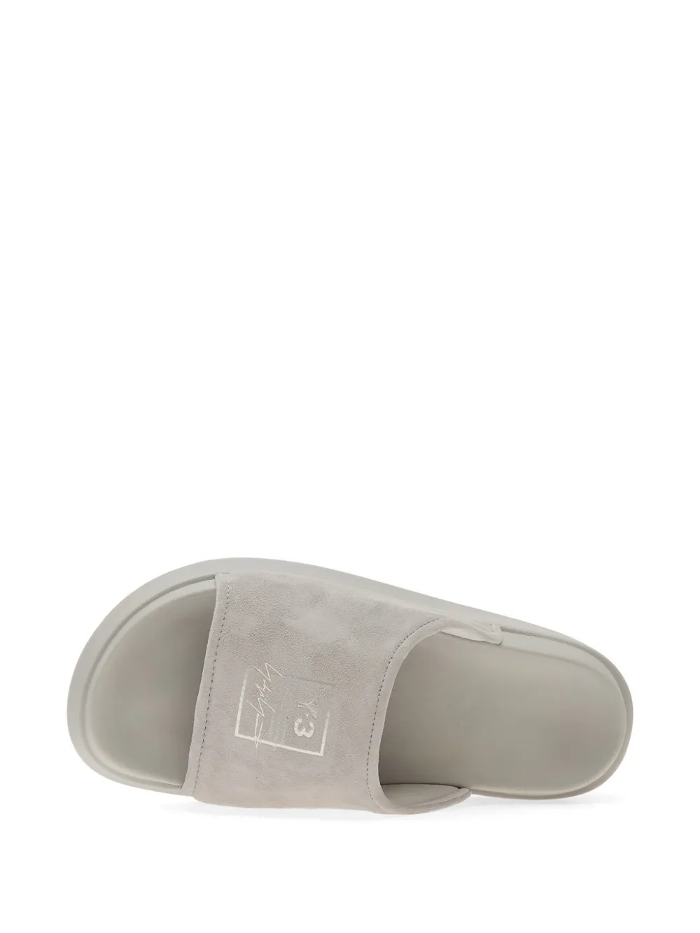Y-3 Suède slippers met logodetail Grijs