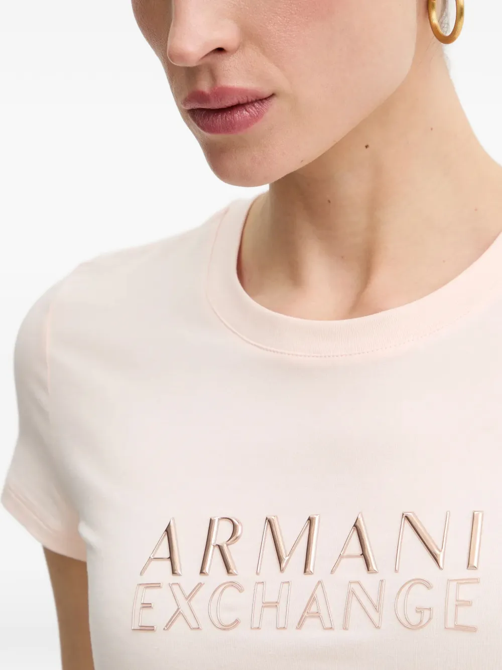 Armani Exchange T-shirt met geborduurd logo Roze