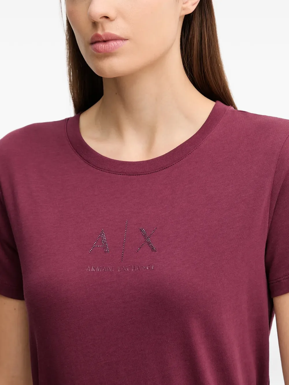 Armani Exchange T-shirt met logo van stras Rood