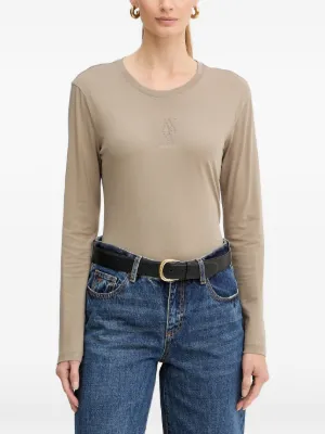Just Cavalli cowl-neck logo-plaque Top | Black | FARFETCH