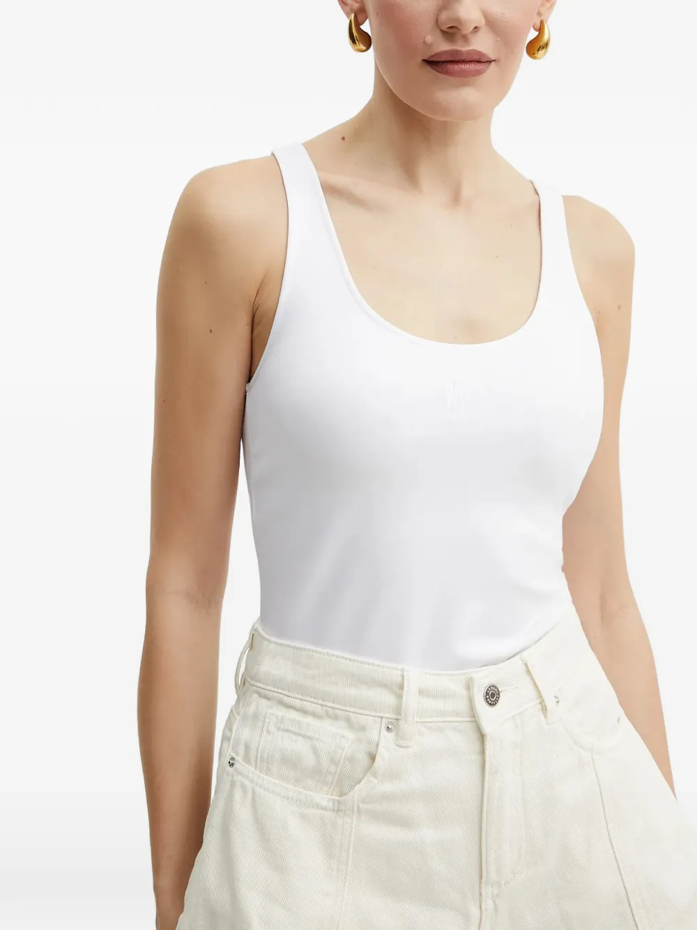 Armani Exchange Tanktop met diepe ronde hals Wit