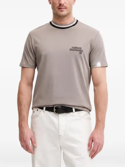 Armani Exchange logo-print striped-trim T-shirt