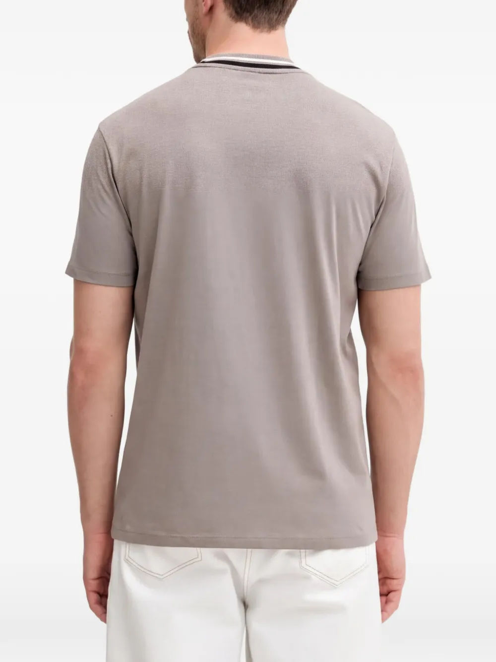 Armani Exchange T-shirt met gestreepte afwerking en logoprint Grijs