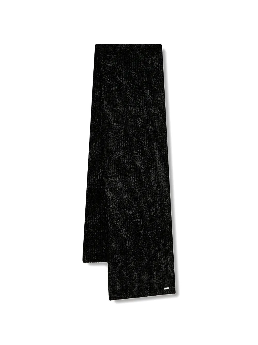 Armani Exchange logo-plaque chenille-knit scarf - Nero
