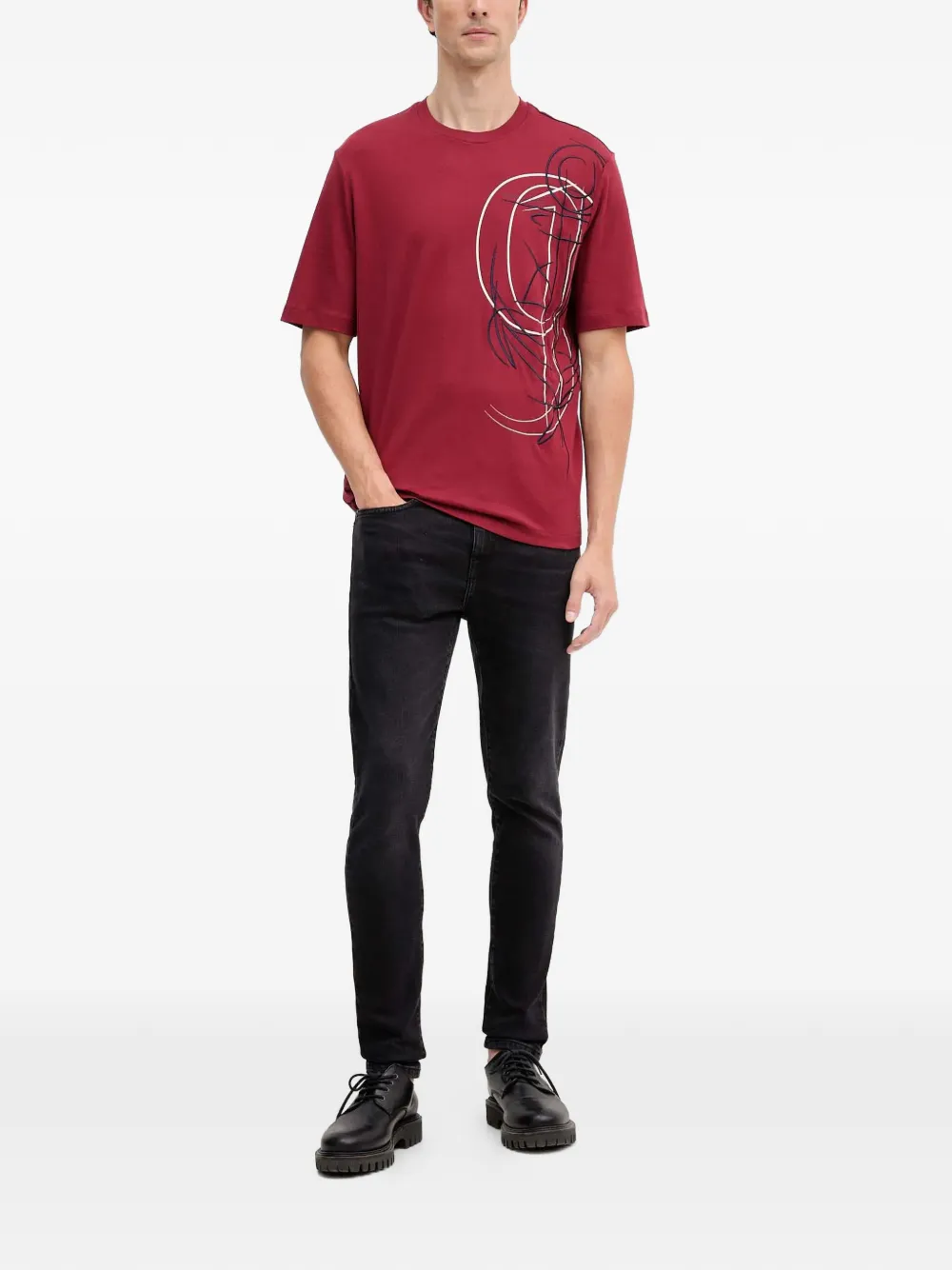Armani Exchange graphic-print T-shirt Rood