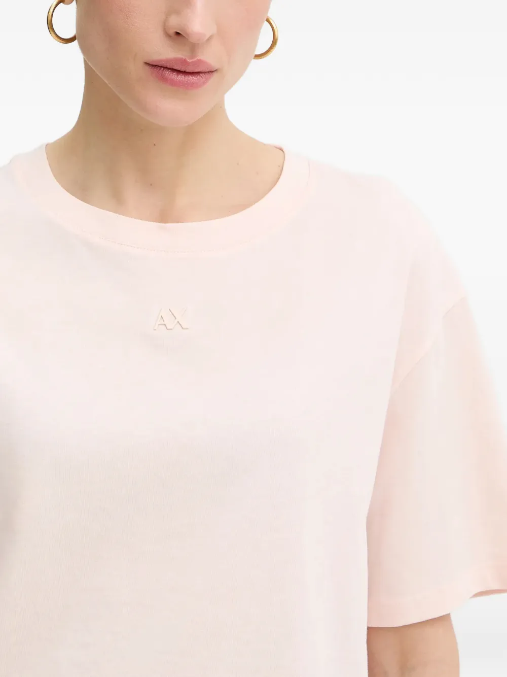 Armani Exchange T-shirt met geborduurd logo Roze