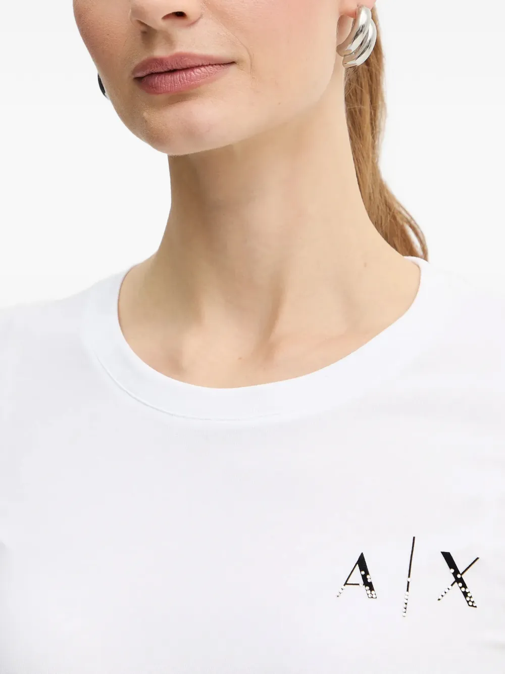 Armani Exchange T-shirt met logoprint met ronde hals Wit