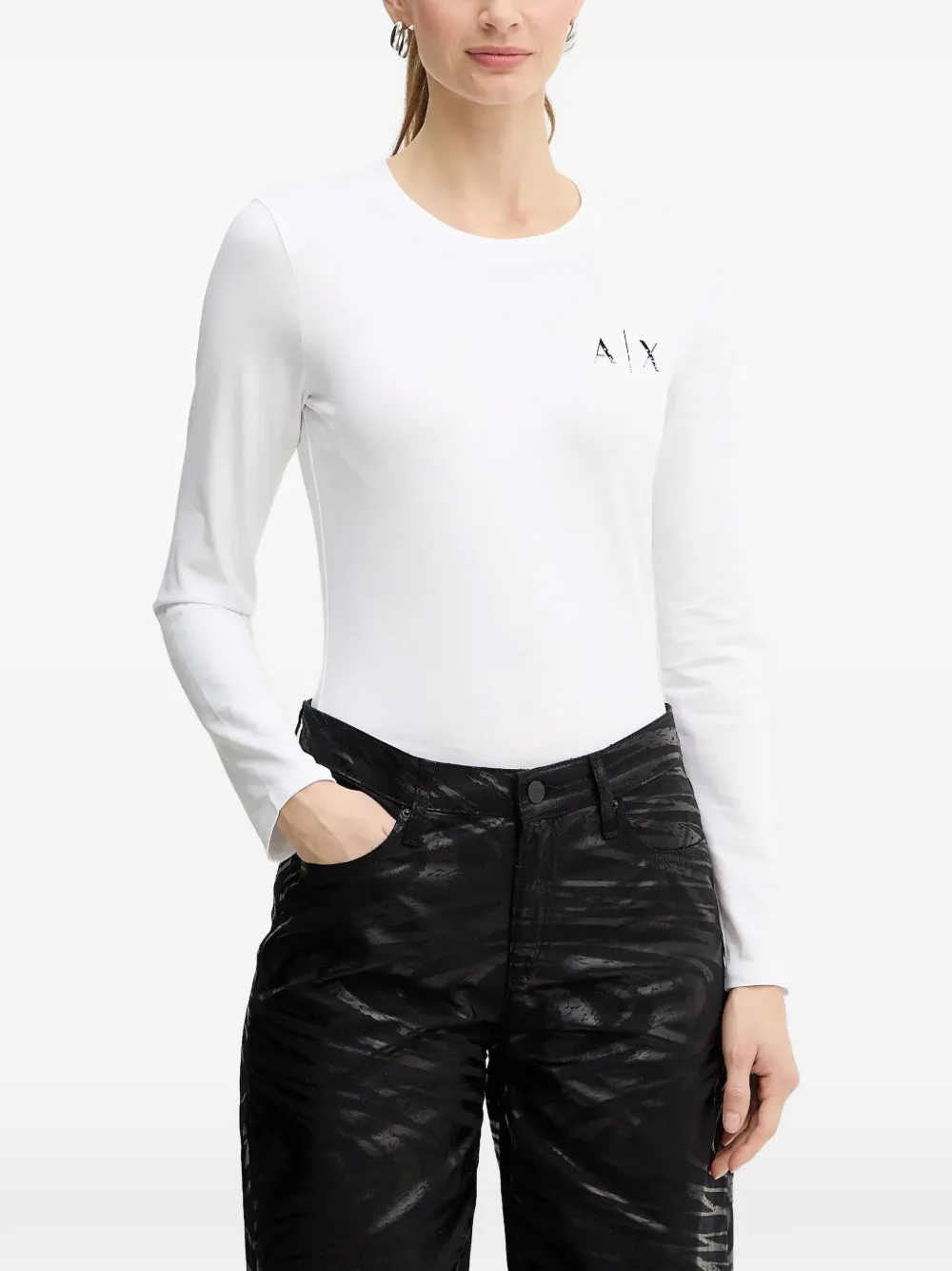 Armani Exchange T-shirt girocollo con logo - Bianco