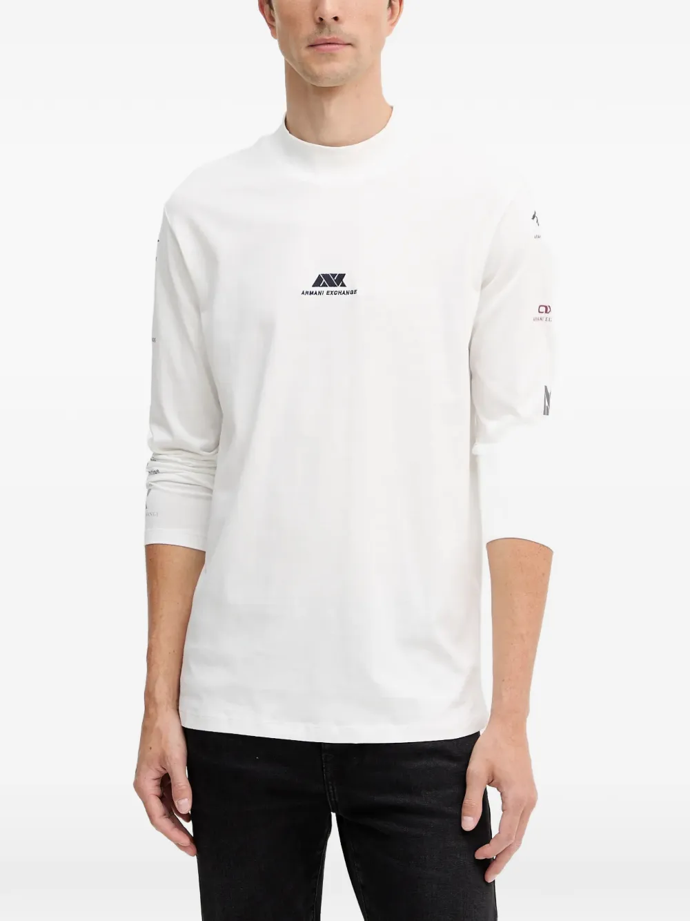 Armani Exchange logo-print long-sleeve T-shirt - Weiß