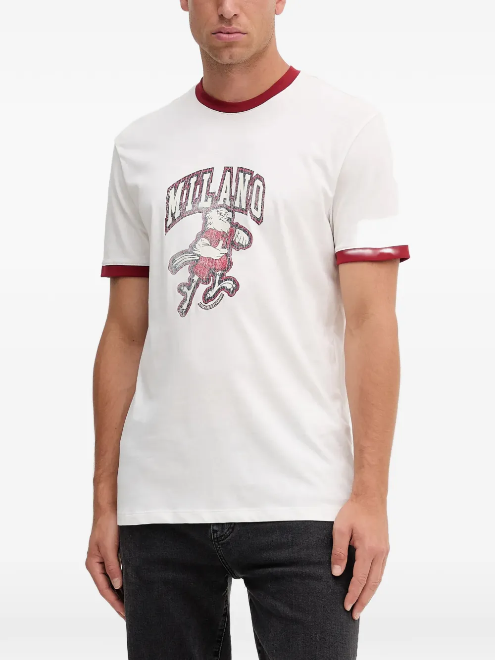 Armani Exchange ringer-trim T-shirt - Bianco