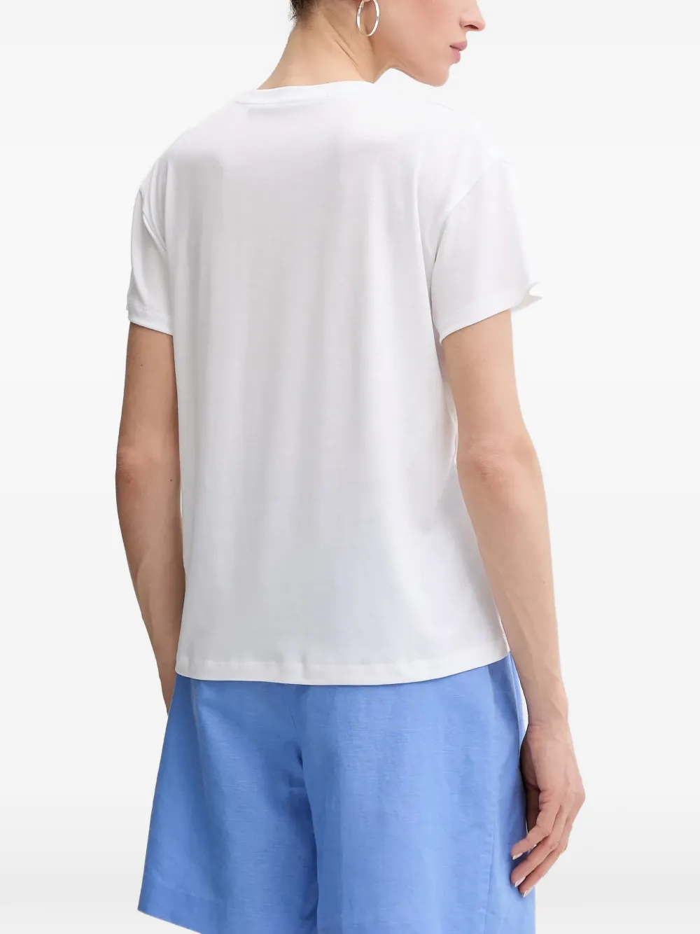 Karl Lagerfeld T-shirt met V-hals en borduurwerk Wit