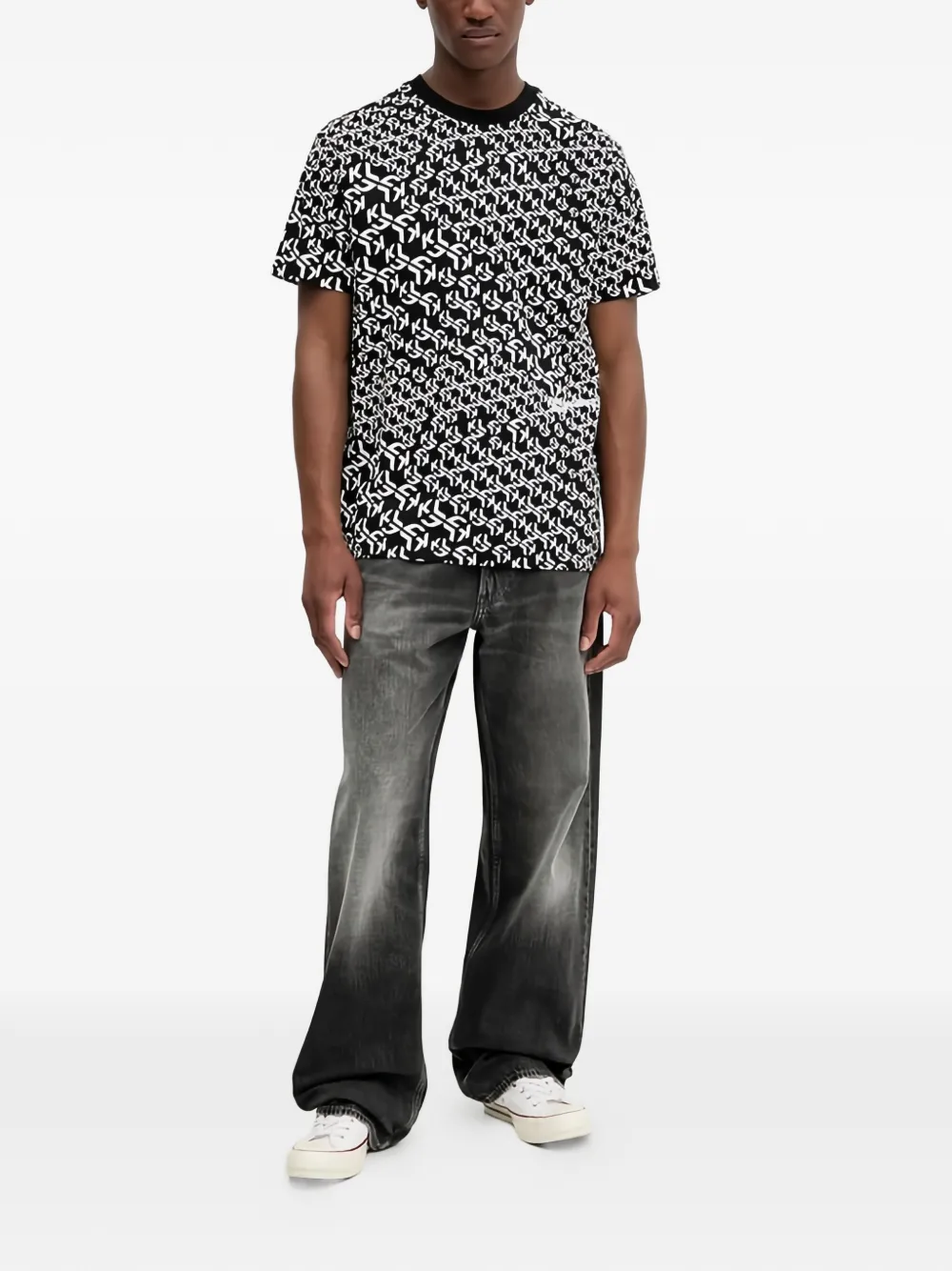 Karl Lagerfeld Jeans T-shirt met patroon Zwart