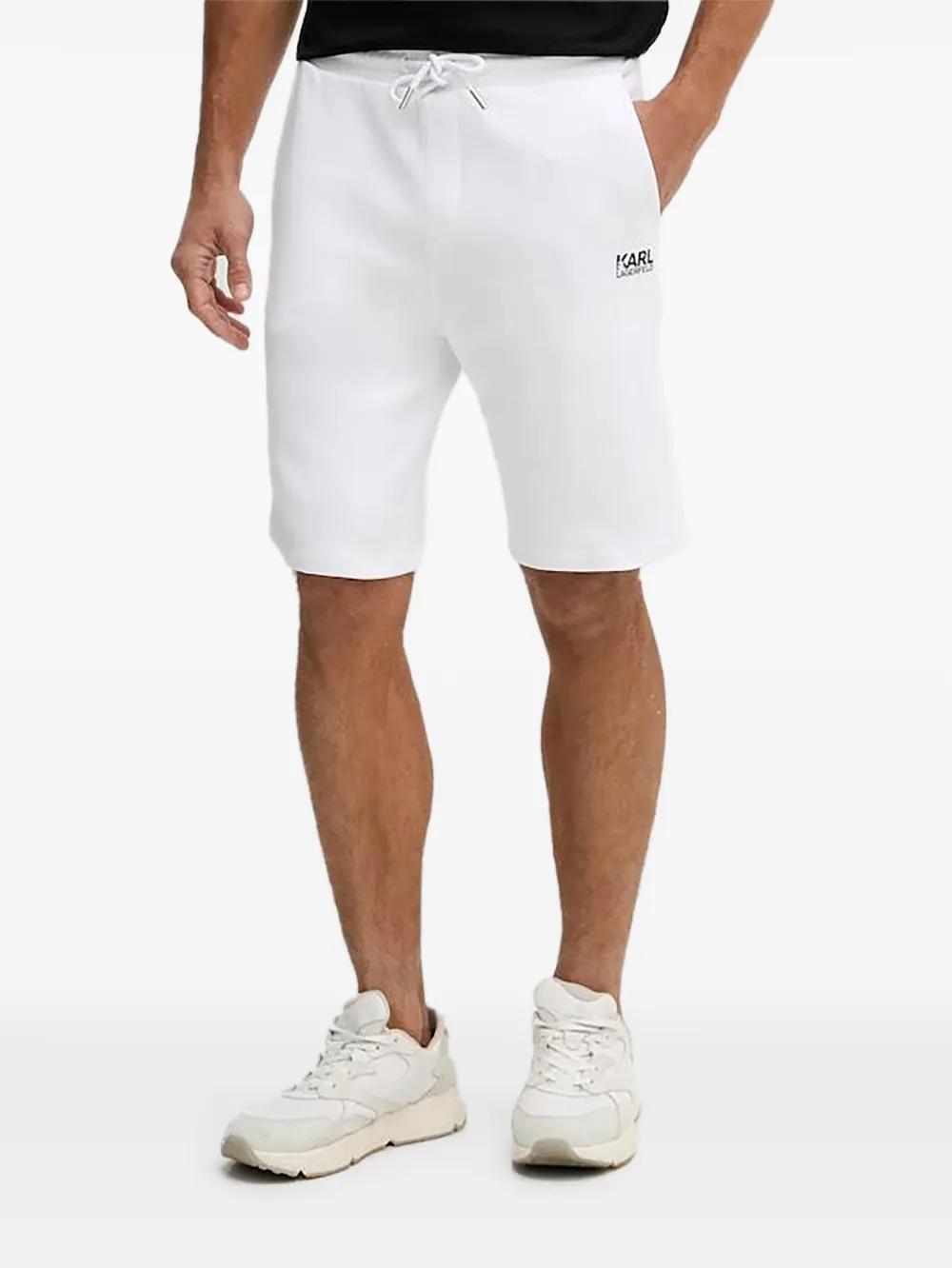 Karl Lagerfeld drawstring logo-print track shorts - Bianco