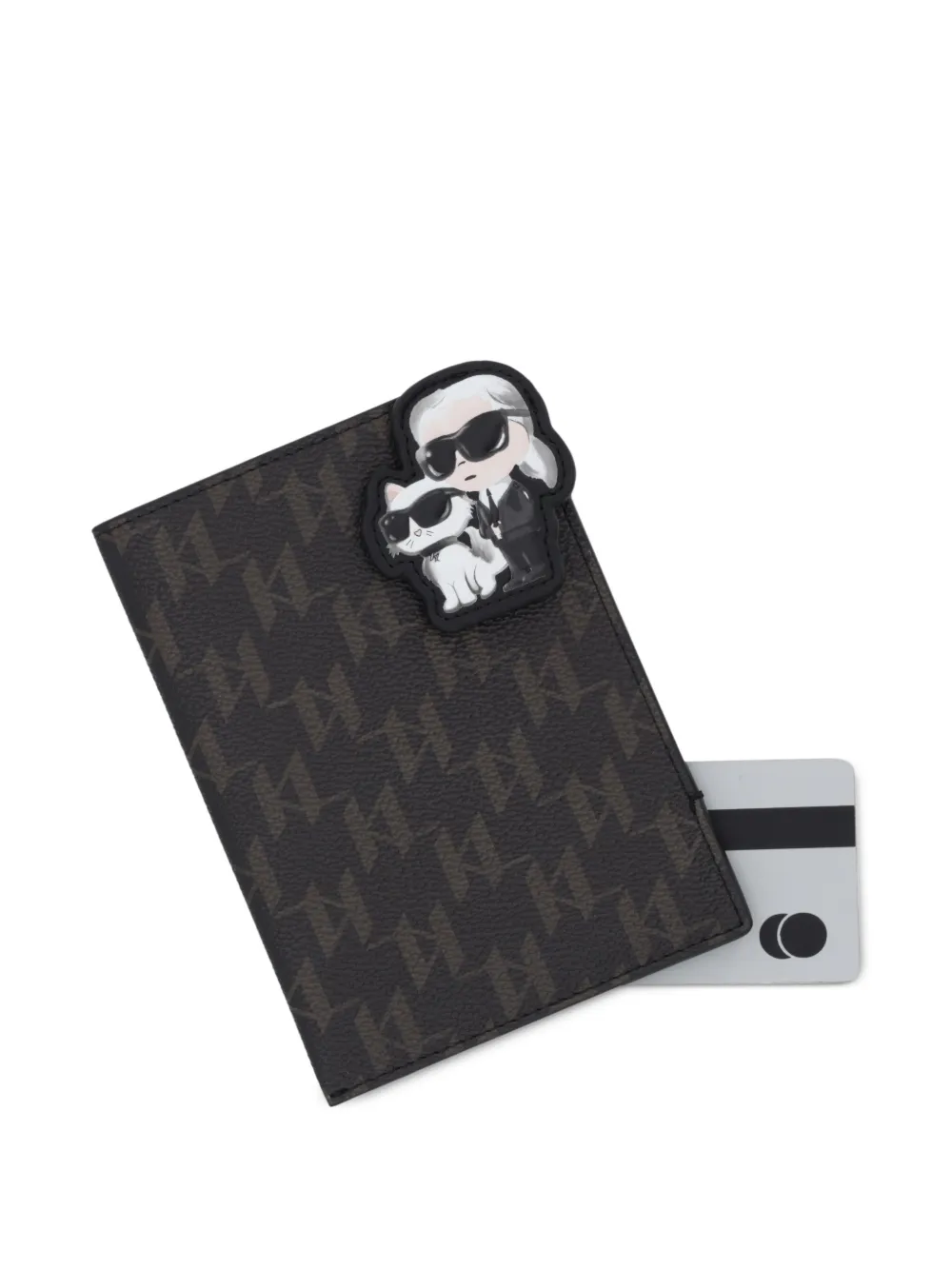Karl Lagerfeld Ikon paspoorthoes met monogram Bruin