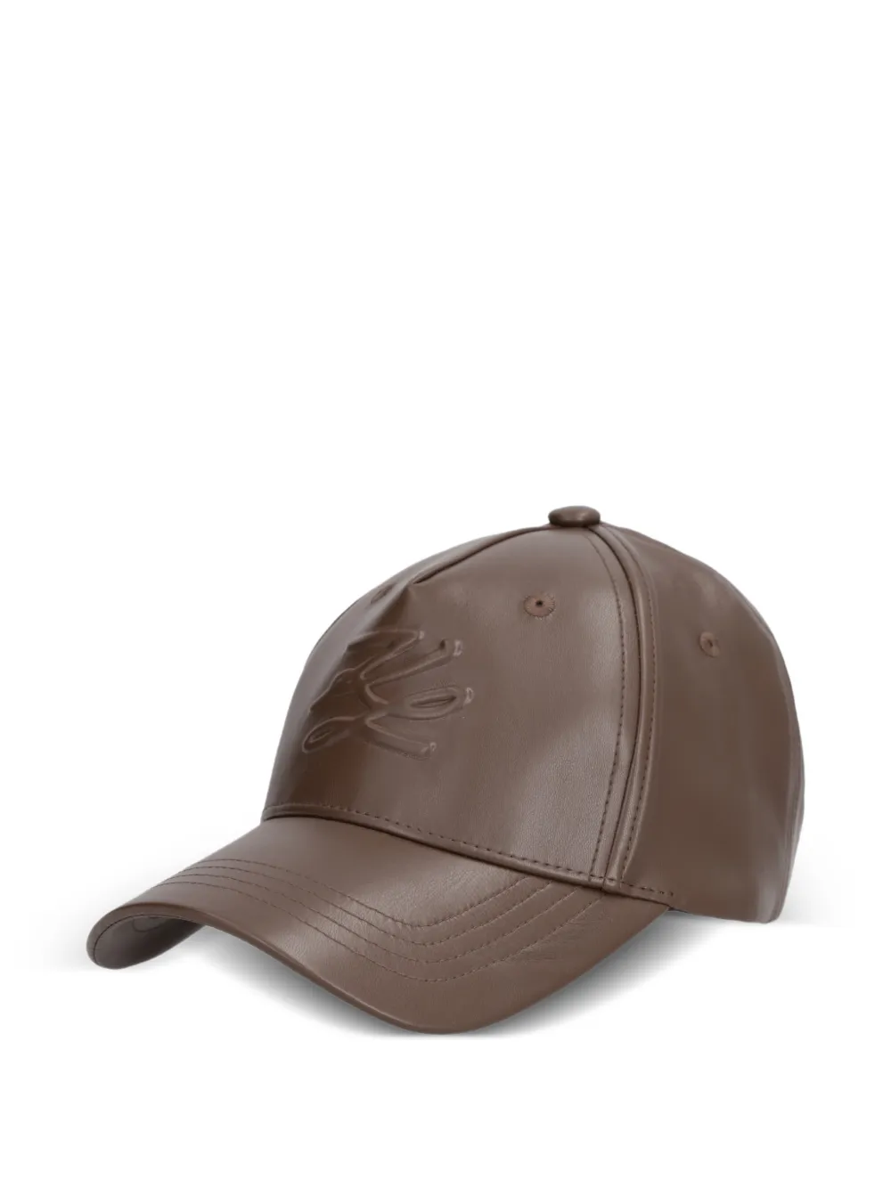 Karl Lagerfeld embossed-logo leather baseball cap - Marrone