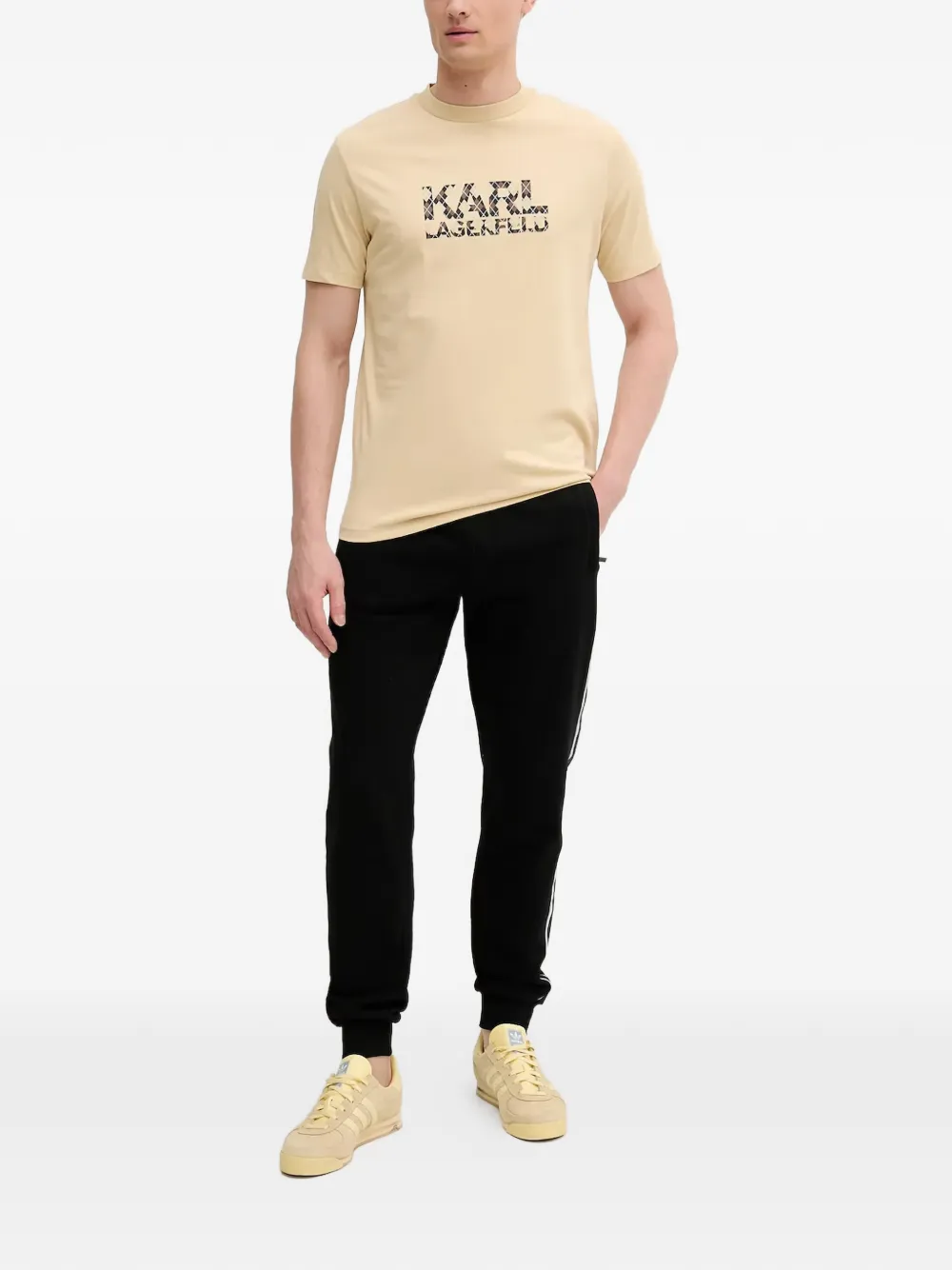 Karl Lagerfeld logo-detail cotton T-shirt Beige