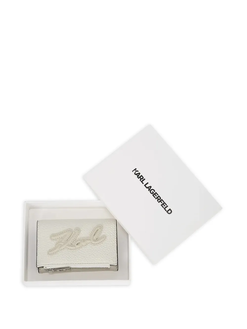 Karl Lagerfeld Portemonnee met logo en textuur Beige