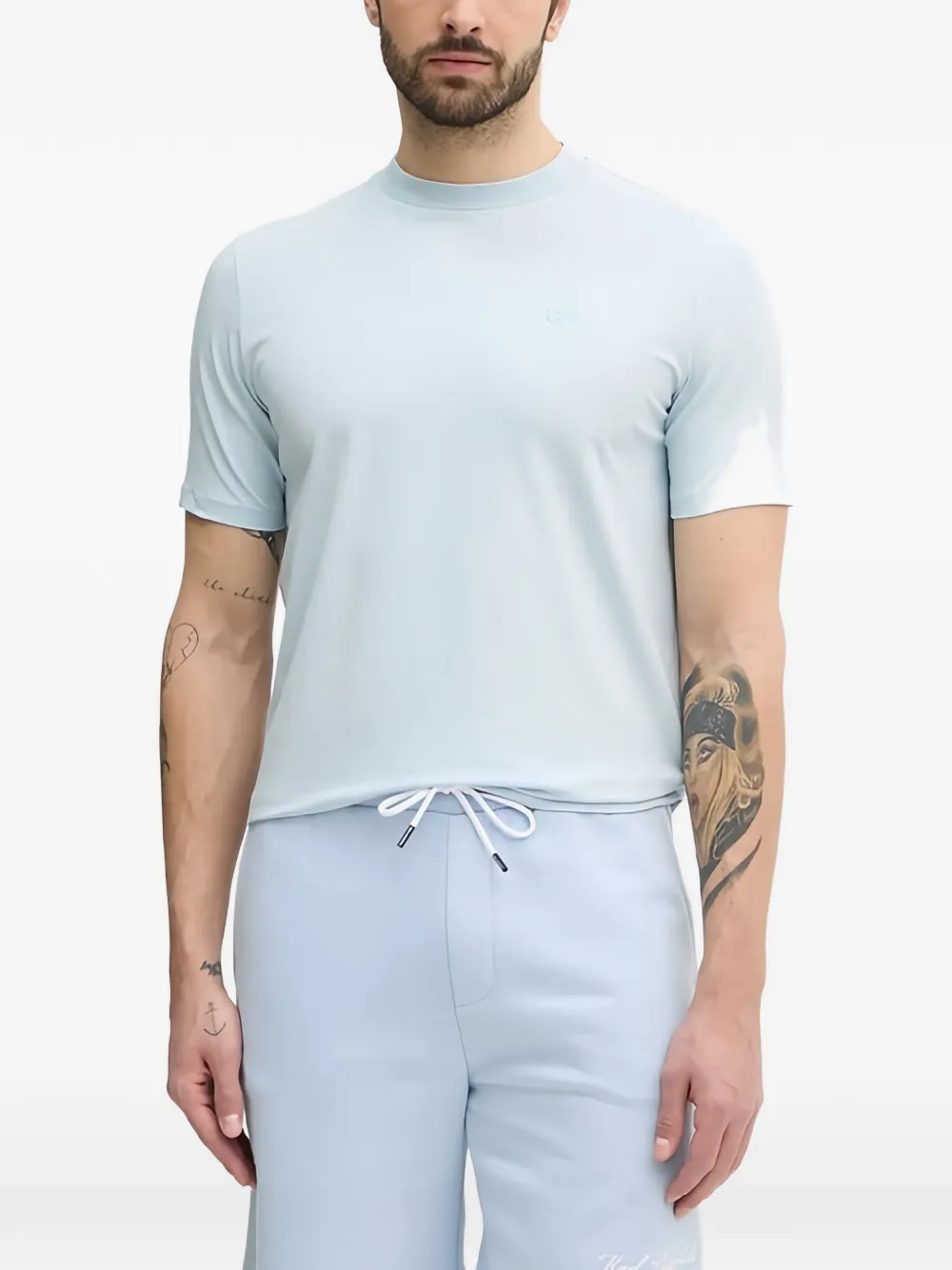 Karl Lagerfeld logo-embroidered T-shirt - Blu