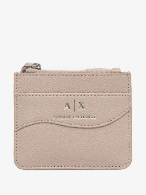 Armani Exchange porte-cartes à effet grainé et plaque logo