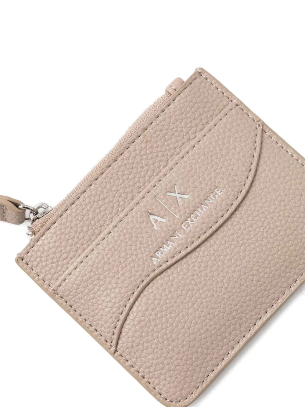 Armani Exchange Pasjeshouder met logo-plakkaat en bewerkt effect Beige