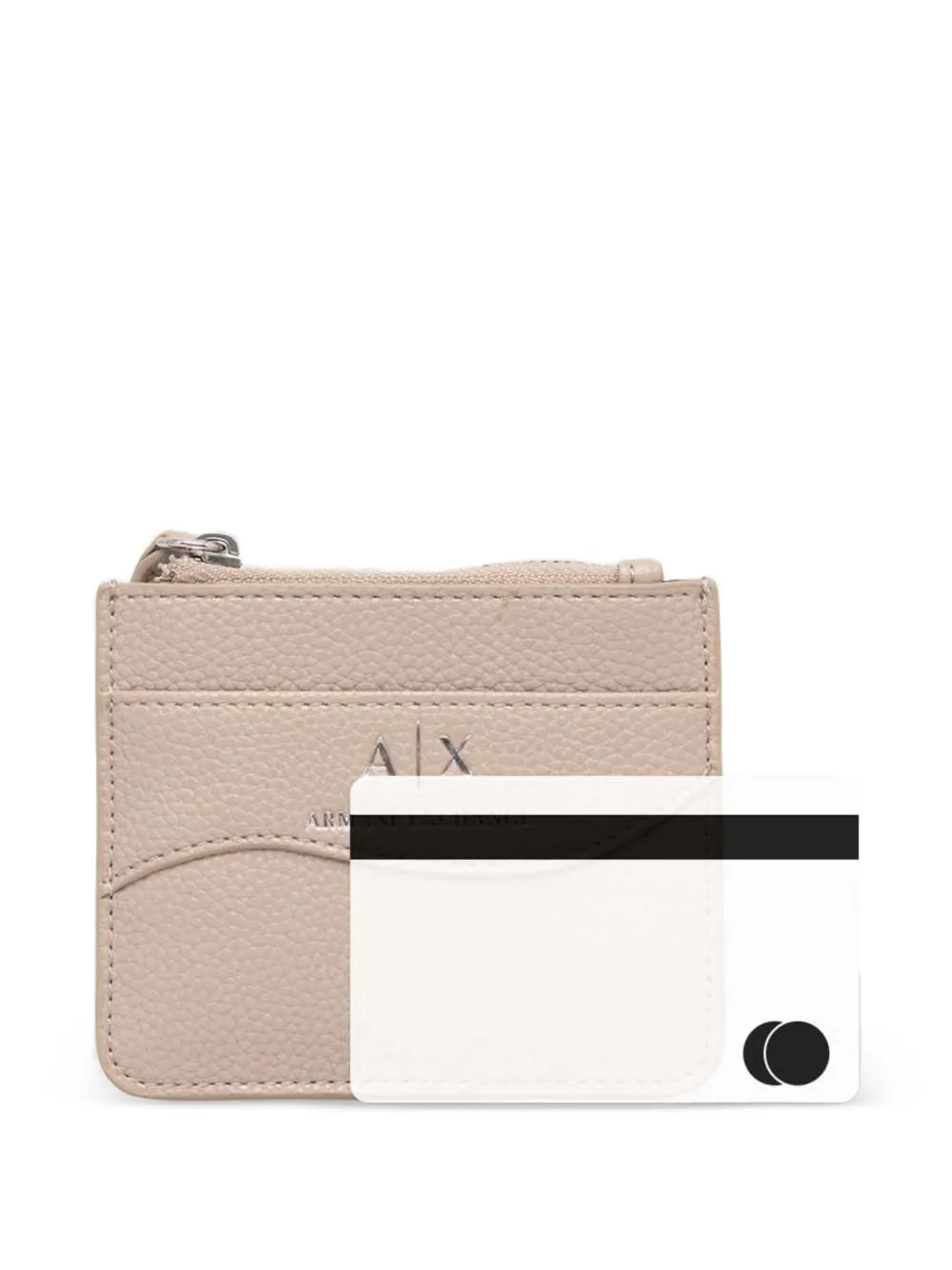 Armani Exchange Pasjeshouder met logo-plakkaat en bewerkt effect Beige