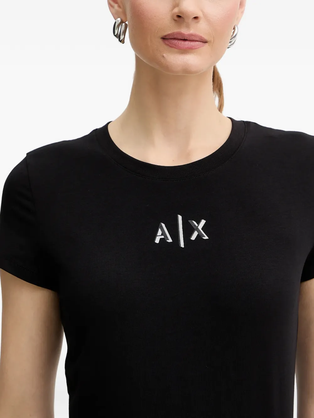 Armani Exchange logo T-shirt Zwart