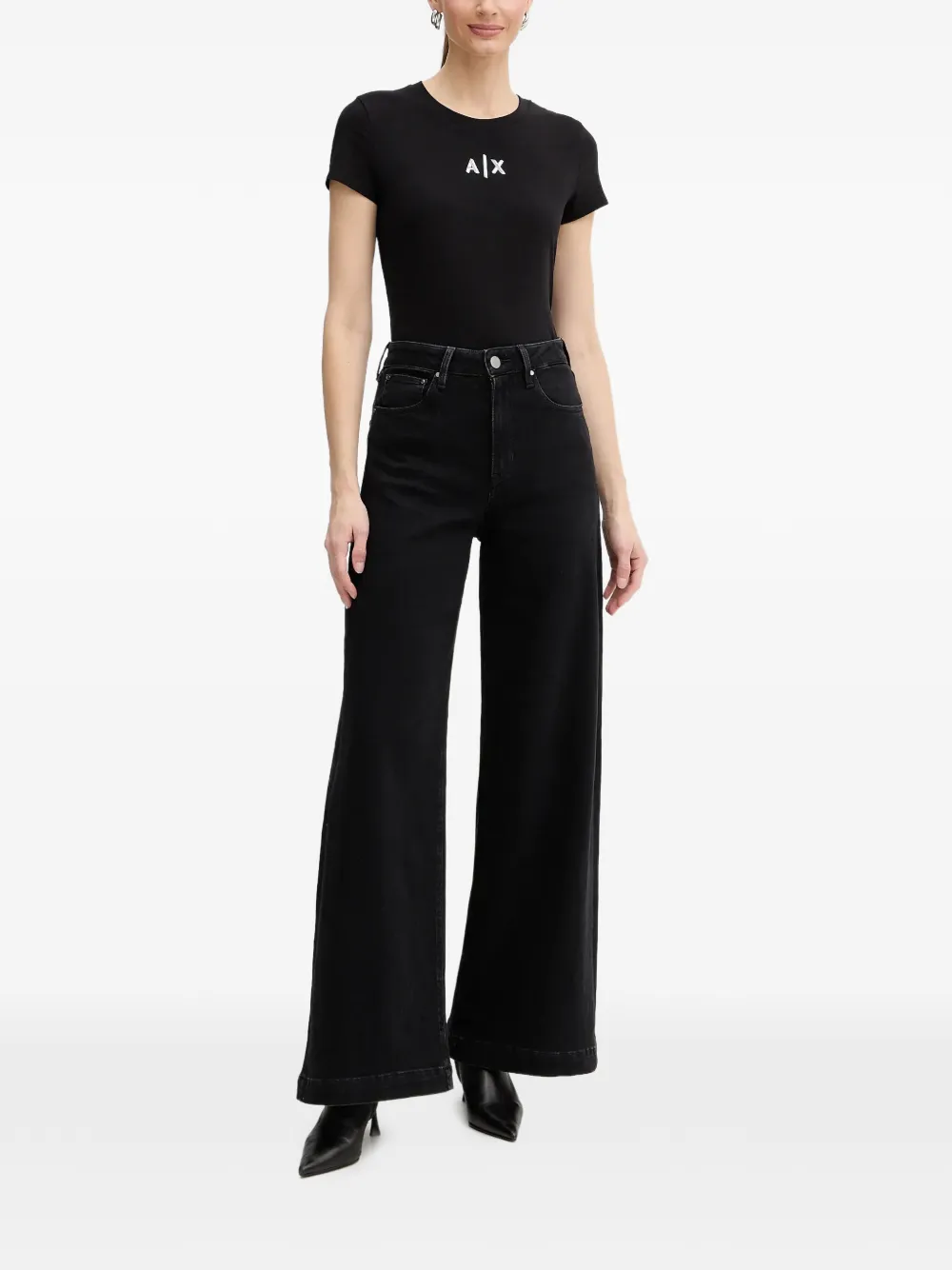 Armani Exchange logo T-shirt Zwart