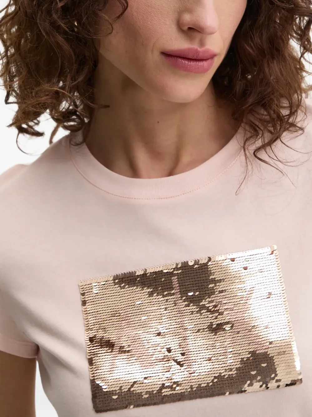 Armani Exchange T-shirt met pailletten en grafische print Roze