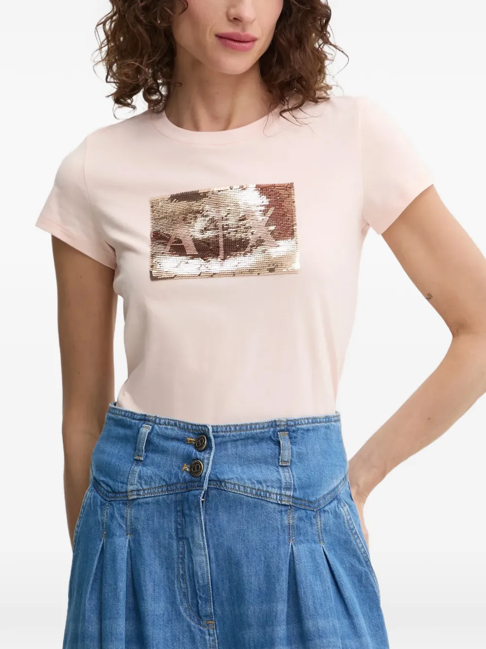 Armani Exchange sequin graphic T-shirt - Rosa