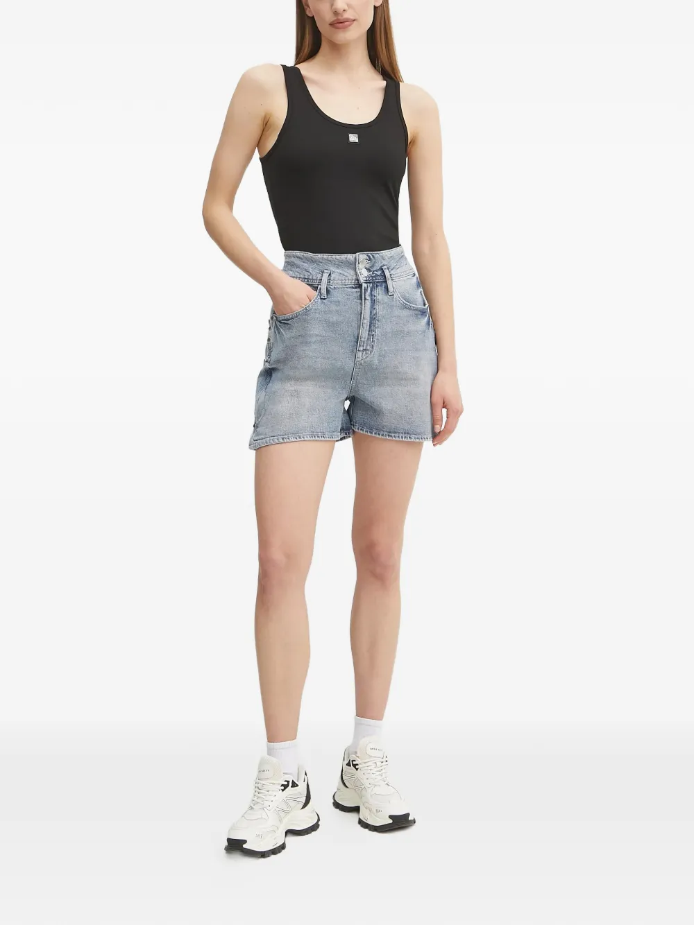 Armani Exchange Tanktop met logoplakkaat Zwart