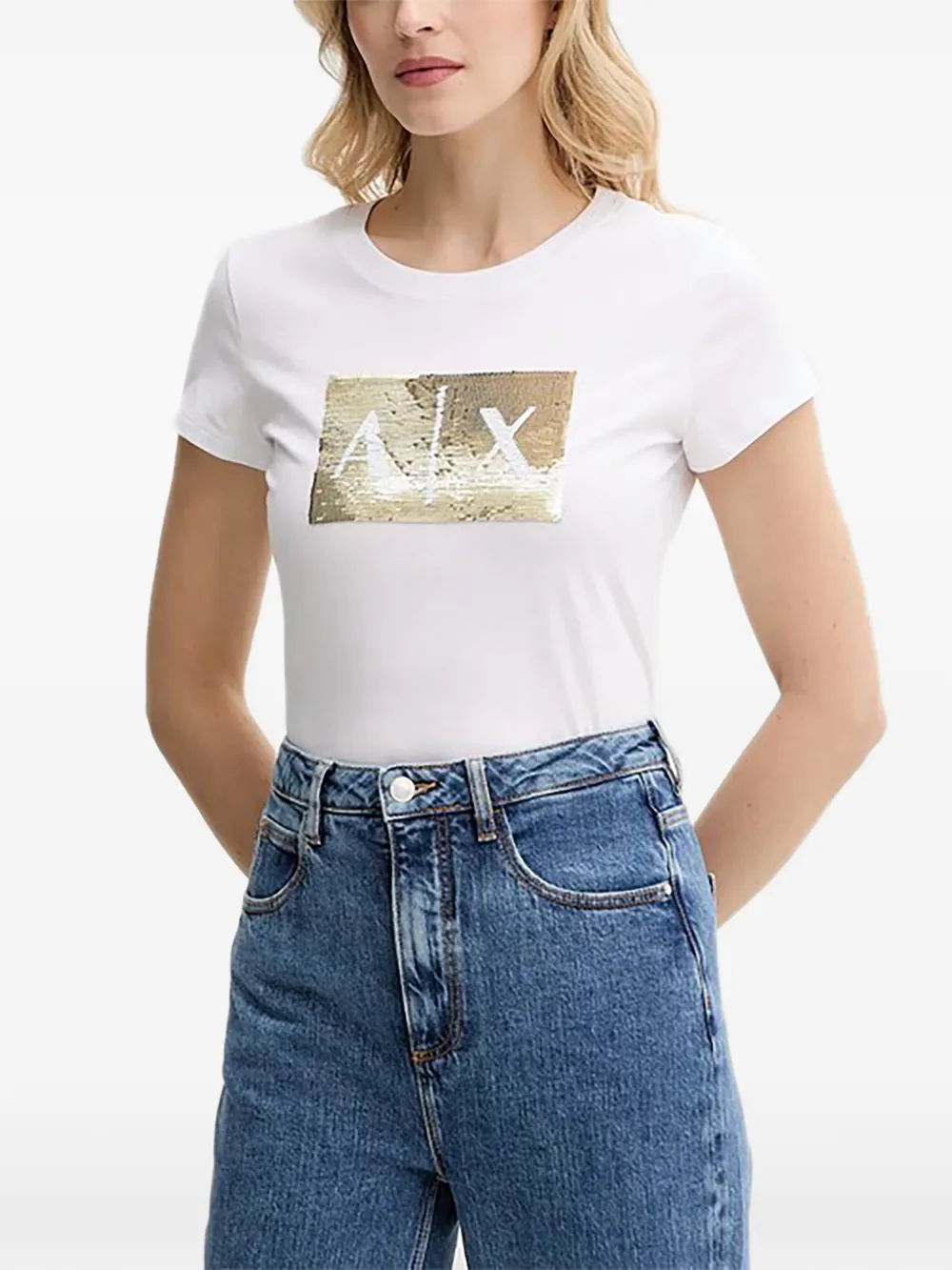 Armani Exchange sequin-embellished T-shirt - Bianco