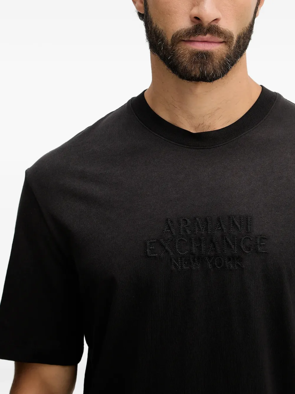 Armani Exchange T-shirt met geborduurd logo Zwart