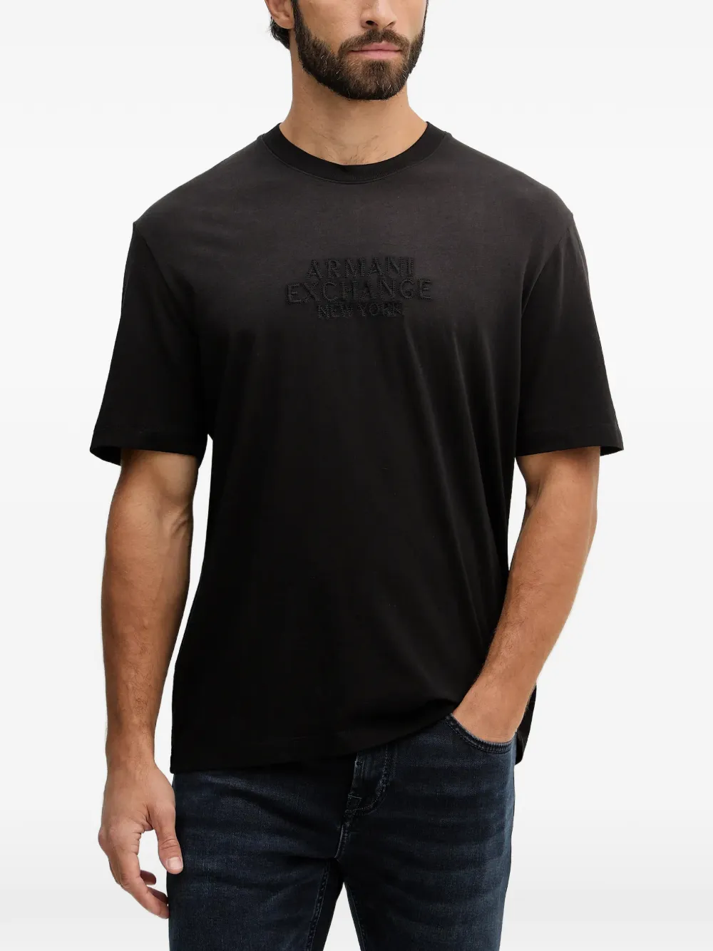 Armani Exchange embroidered-logo T-shirt - Nero