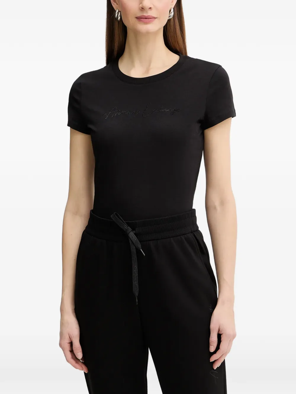 Armani Exchange slim-fit embellished round-neck T-shirt - Nero