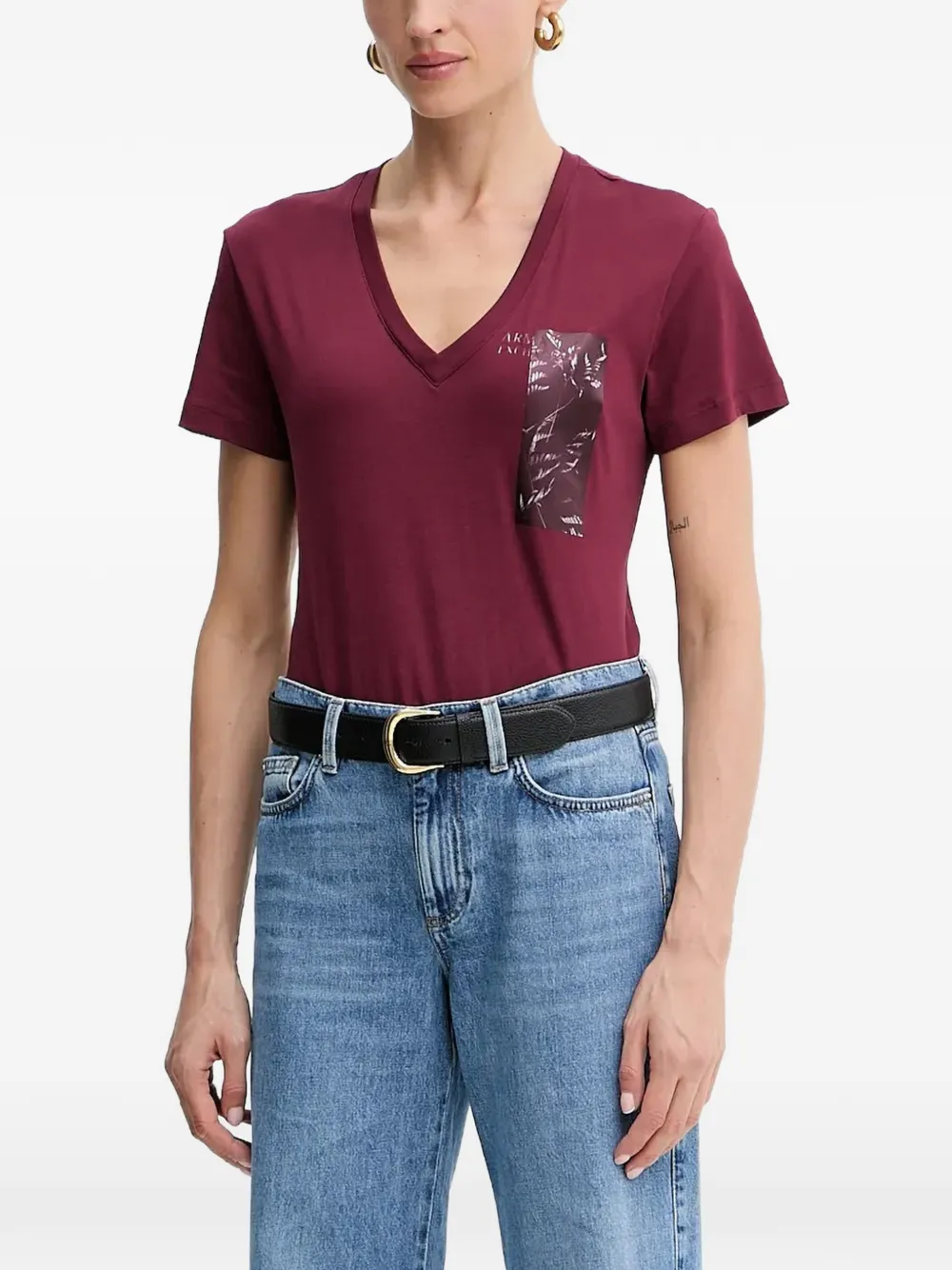 Armani Exchange logo-print V-neck T-shirt - Rot