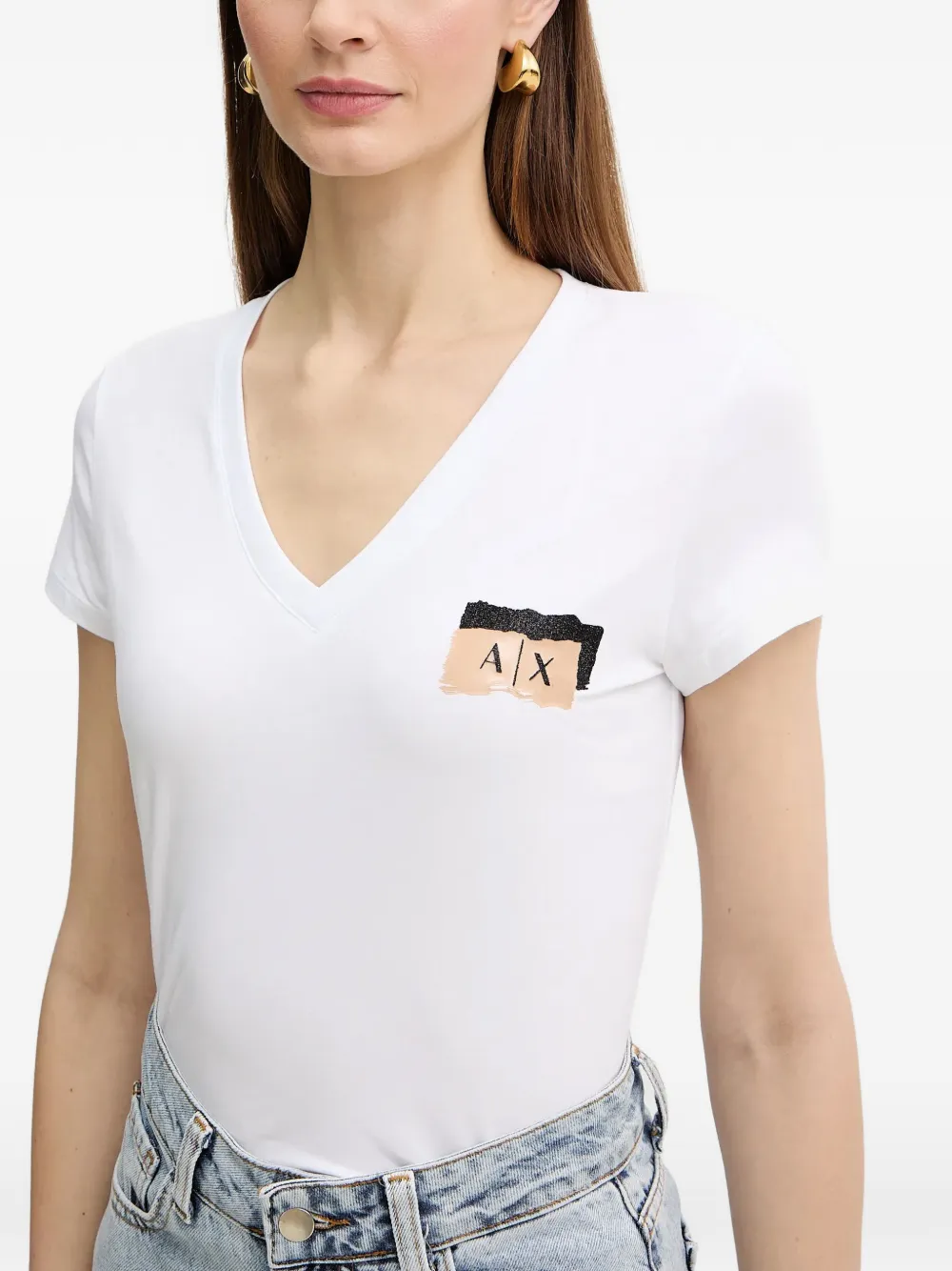 Armani Exchange V-neck T-shirt Wit