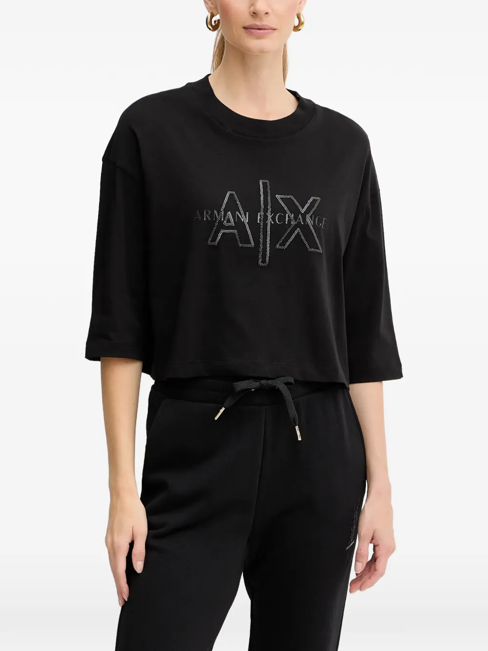 Armani Exchange T-shirt con catena - Nero